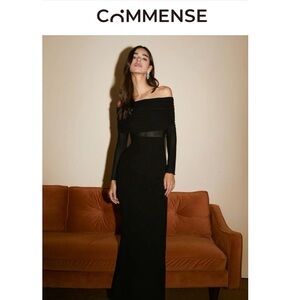Commense Black Off-Shoulder Maxi Dress